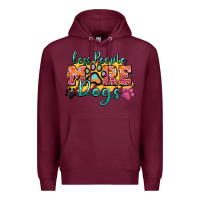 Burgundy less people more dogs paw zillion Premium Hoodie - Zillion Design Studio