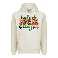 Oatmeal Heather less people more dogs paw zillion Premium Hoodie - Zillion Design Studio