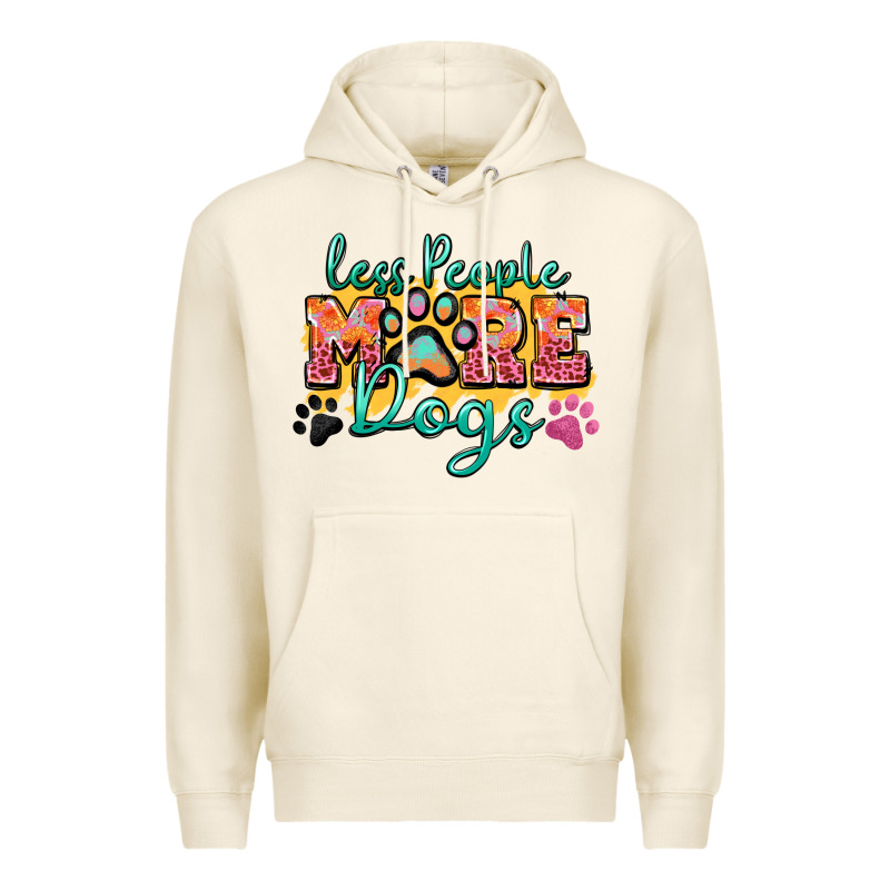 Less People More Dogs Paw Zillion Premium Hoodie by Zillion Design Studio | Teevron