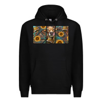 Black Cow With Aztec Leopard And Sunflower Premium Hoodie - RanaPortraitStore