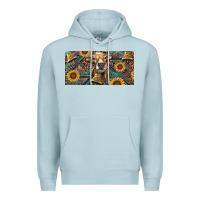 Blue Mist Cow With Aztec Leopard And Sunflower Premium Hoodie - RanaPortraitStore