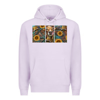 Lilac Cow With Aztec Leopard And Sunflower Premium Hoodie - RanaPortraitStore