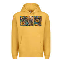 Mustard Cow With Aztec Leopard And Sunflower Premium Hoodie - RanaPortraitStore