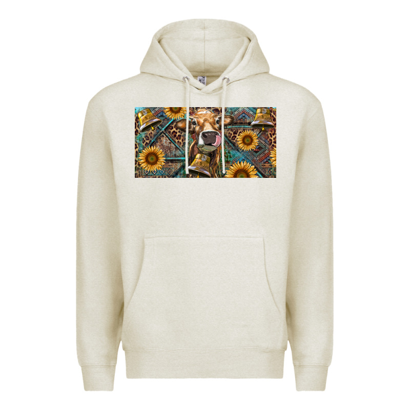 Cow With Aztec Leopard And Sunflower Premium Hoodie by RanaPortraitStore | Teevron