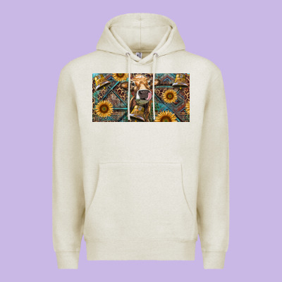 Cow With Aztec Leopard And Sunflower Premium Hoodie Designed By Ranaportraitstore