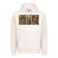 Pale Pink Cow With Aztec Leopard And Sunflower Premium Hoodie - RanaPortraitStore