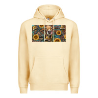Pina Colada Cow With Aztec Leopard And Sunflower Premium Hoodie - RanaPortraitStore