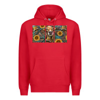 Red Cow With Aztec Leopard And Sunflower Premium Hoodie - RanaPortraitStore