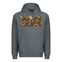Rock Cow With Aztec Leopard And Sunflower Premium Hoodie - RanaPortraitStore