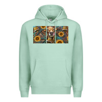 Seafoam Cow With Aztec Leopard And Sunflower Premium Hoodie - RanaPortraitStore