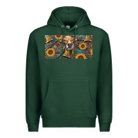 Sports Green Cow With Aztec Leopard And Sunflower Premium Hoodie - RanaPortraitStore