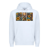 White Cow With Aztec Leopard And Sunflower Premium Hoodie - RanaPortraitStore