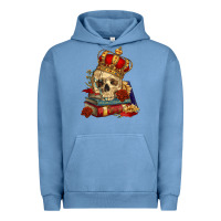 Pigment Pebble Blue Skull With Crown Urban Hoodie - RanaPortraitStore