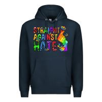 Navy straight against hate pride lgbtq Premium Hoodie - texasbilliewilder