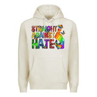 Oatmeal Heather straight against hate pride lgbtq Premium Hoodie - texasbilliewilder