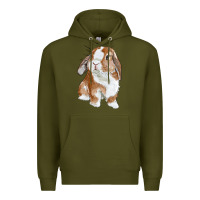 Army Green Cute Bunny Premium Hoodie - RanaPortraitStore