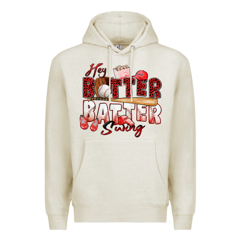 Hey Batter Batter Swing Baseball Premium Hoodie by Zillion Design Studio | Teevron