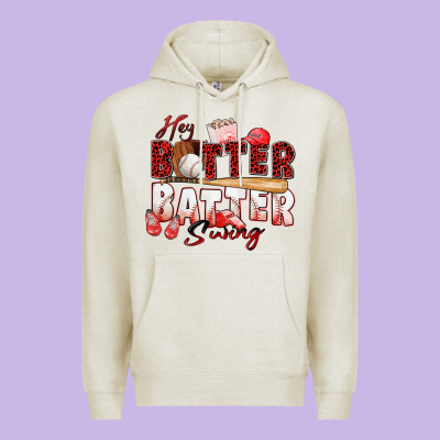 Hey Batter Batter Swing Baseball Premium Hoodie Designed By Zillion Design Studio