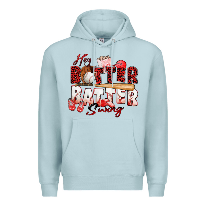 Hey Batter Batter Swing Baseball Premium Hoodie by Zillion Design Studio | Teevron