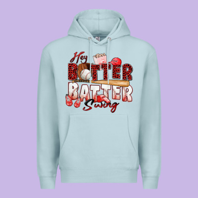 Hey Batter Batter Swing Baseball Premium Hoodie Designed By Zillion Design Studio