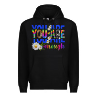 Black you are enough with daisies Premium Hoodie - texasbilliewilder