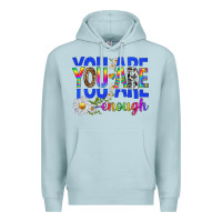 Blue Mist you are enough with daisies Premium Hoodie - texasbilliewilder