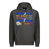 Charcoal Heather you are enough with daisies Premium Hoodie - texasbilliewilder
