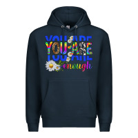 Navy you are enough with daisies Premium Hoodie - texasbilliewilder