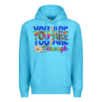 Ocean Blue you are enough with daisies Premium Hoodie - texasbilliewilder
