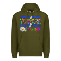 Army Green you are enough with daisies Premium Hoodie - texasbilliewilder