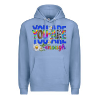 Colony Blue you are enough with daisies Premium Hoodie - texasbilliewilder