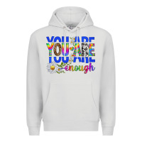 Dove Grey you are enough with daisies Premium Hoodie - texasbilliewilder