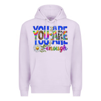Lilac you are enough with daisies Premium Hoodie - texasbilliewilder