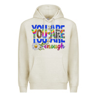 Oatmeal Heather you are enough with daisies Premium Hoodie - texasbilliewilder