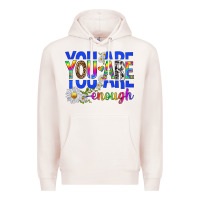 Pale Pink you are enough with daisies Premium Hoodie - texasbilliewilder