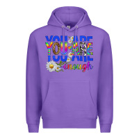 Purple you are enough with daisies Premium Hoodie - texasbilliewilder