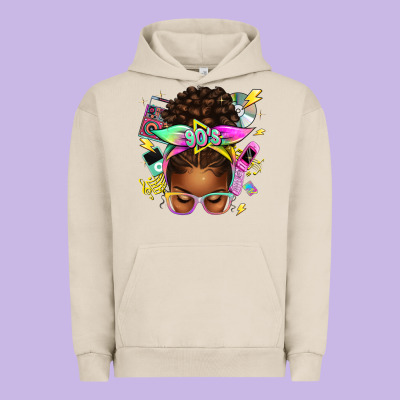 Urban Hoodie 90s afro messy bun