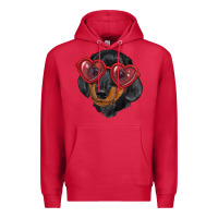 Cardinal Dachshund with love glasses Premium Hoodie - RanaPortraitStore