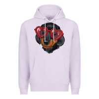 Lilac Dachshund with love glasses Premium Hoodie - RanaPortraitStore