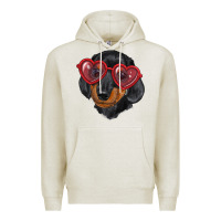 Oatmeal Heather Dachshund with love glasses Premium Hoodie - RanaPortraitStore