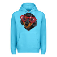 Ocean Blue Dachshund with love glasses Premium Hoodie - RanaPortraitStore