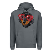 Rock Dachshund with love glasses Premium Hoodie - RanaPortraitStore