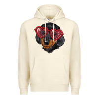 Sandshell Dachshund with love glasses Premium Hoodie - RanaPortraitStore