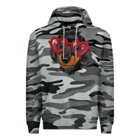 Slate Camo Dachshund with love glasses Premium Hoodie - RanaPortraitStore