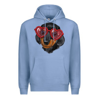 Colony Blue Dachshund with love glasses Premium Hoodie - RanaPortraitStore