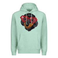 Seafoam Dachshund with love glasses Premium Hoodie - RanaPortraitStore