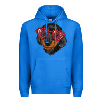 True Royal Dachshund with love glasses Premium Hoodie - RanaPortraitStore