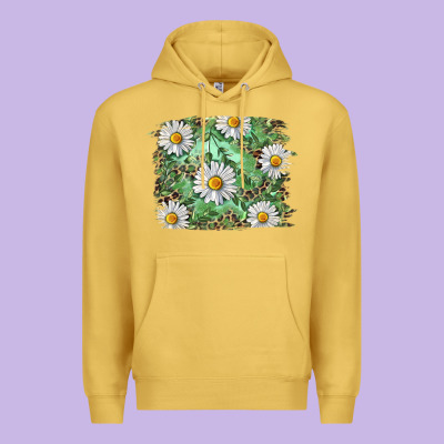 Daisy Leopard Premium Hoodie Designed By Ranaportraitstore