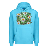 Ocean Blue Daisy leopard Premium Hoodie - RanaPortraitStore