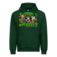 Forest Green St Patricks Day Lucky Heifers Urban Hoodie - RanaPortraitStore